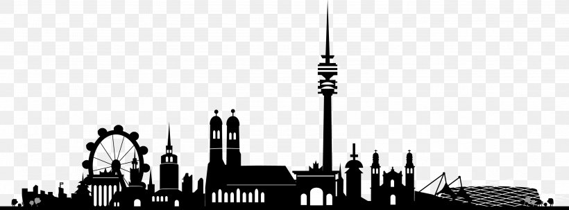 Skyline Commercetools Inc New Town Hall Wall Decal Rosenheim, PNG, 3143x1163px, Skyline, Black And White, Building, City, Commercetools Gmbh Download Free