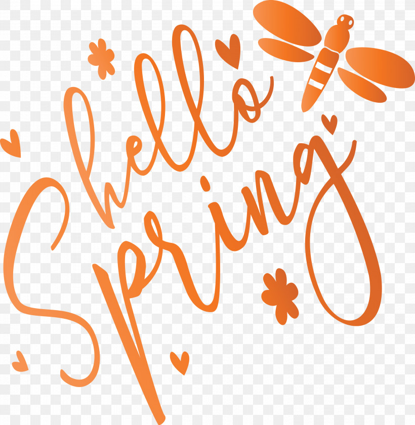 Hello Spring Spring, PNG, 2928x3000px, Hello Spring, Calligraphy, Line, Logo, Orange Download Free