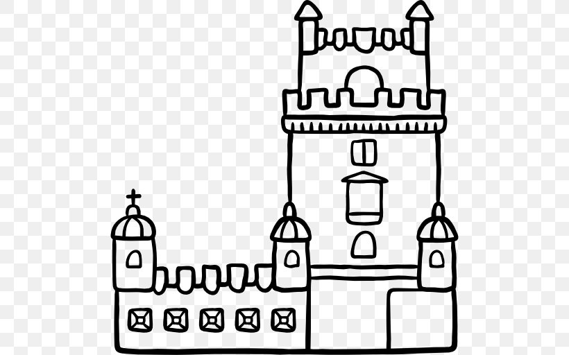 Belém Tower Monument Clip Art, PNG, 512x512px, Monument, Area, Belem, Black, Black And White Download Free