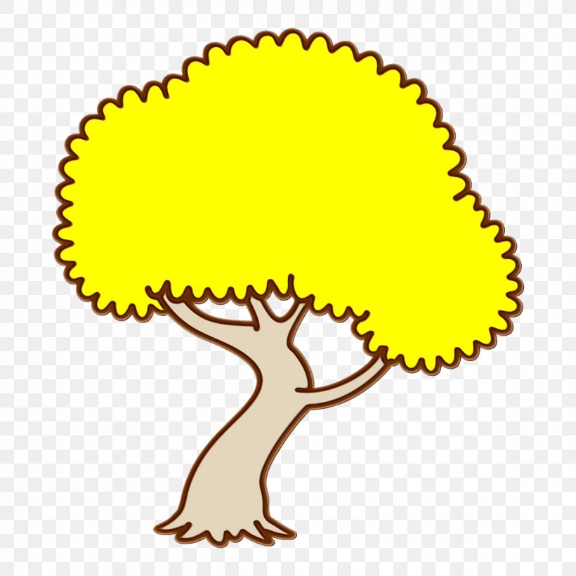 Yellow Clip Art Tree Line Art, PNG, 1200x1200px, Watercolor, Line Art, Paint, Tree, Wet Ink Download Free