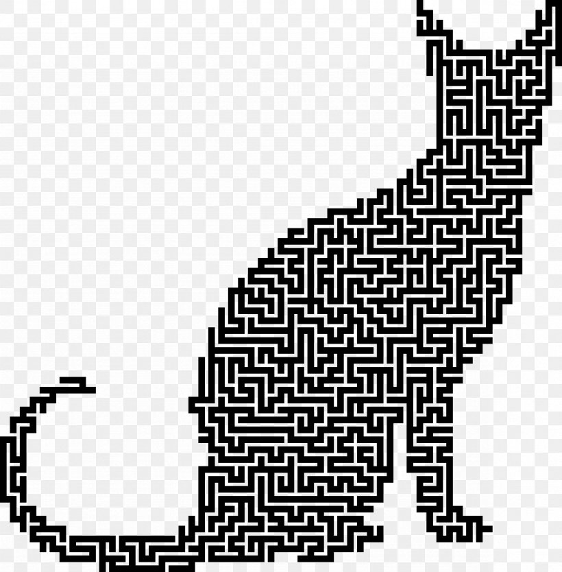 Cat Kitten Maze Puzzle Clip Art, PNG, 2358x2400px, Cat, Area, Art, Black, Black And White Download Free