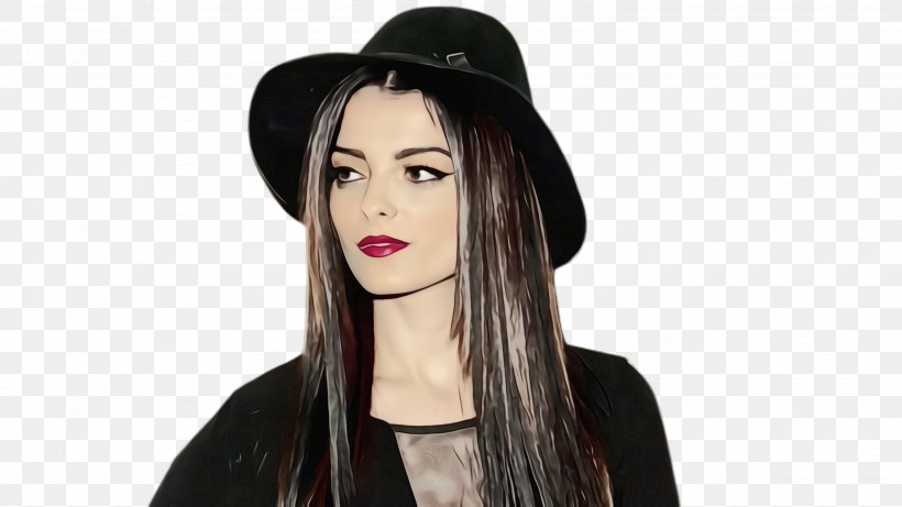 Hair Clothing Lip Hat Black Hair, PNG, 2664x1500px, Watercolor, Black Hair, Clothing, Eyebrow, Fashion Accessory Download Free