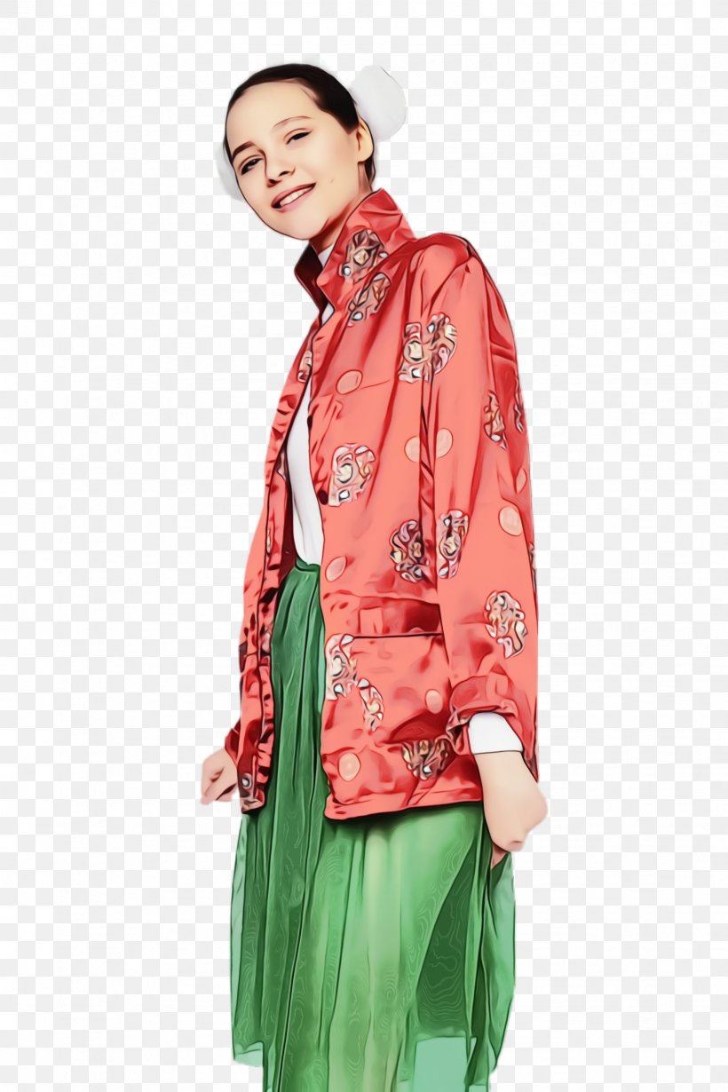 Smile Facial Expression Long-sleeved T-shirt Green Jacket, PNG, 1632x2448px, Watercolor, Blouse, Clothing, Costume, Denim Download Free