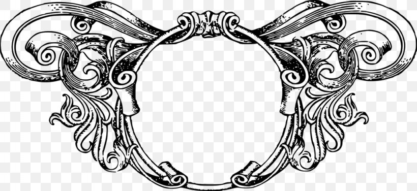 Graphic Frames Picture Frames Clip Art, PNG, 1024x470px, Graphic Frames, Antique, Black And White, Body Jewelry, Hardware Accessory Download Free