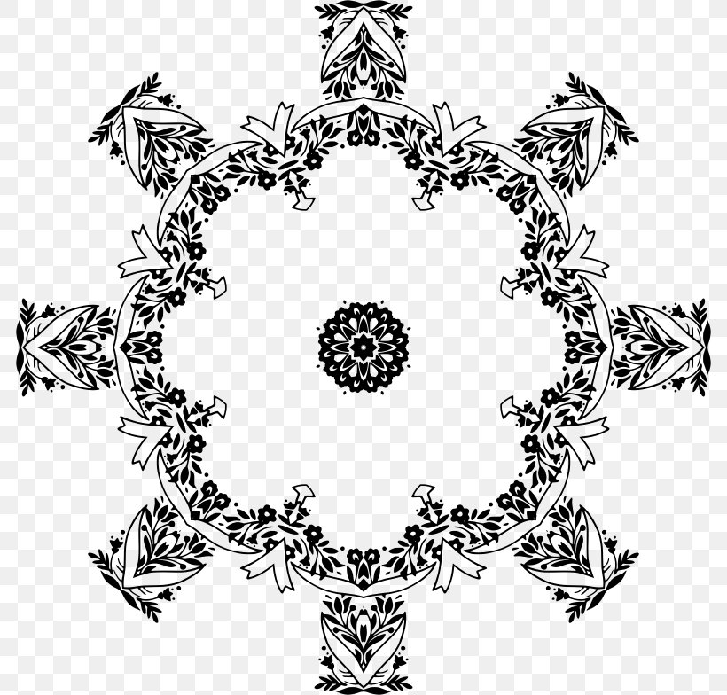 Snowflake Ornament Pattern, PNG, 784x784px, Snowflake, Area, Art, Black, Black And White Download Free