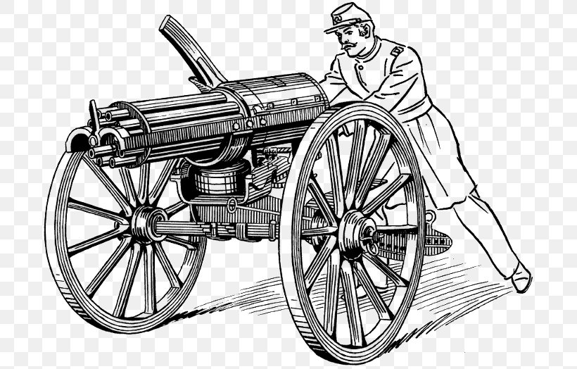 Gatling Gun M197 Electric Cannon Artillery Firearm Drawing, PNG, 700x524px, Gatling Gun, Artillery, Automotive Design, Black And White, Cannon Download Free