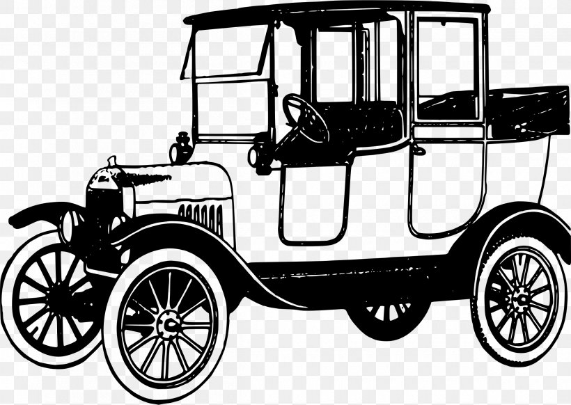 Vintage Car Ford Model T Clip Art, PNG, 2400x1706px, Car, Antique Car, Automotive Design, Black And White, Carriage Download Free