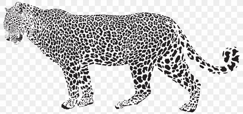 Leopard Cheetah Tiger Clip Art, PNG, 8000x3773px, Leopard, Animal Figure, Big Cats, Black, Black And White Download Free