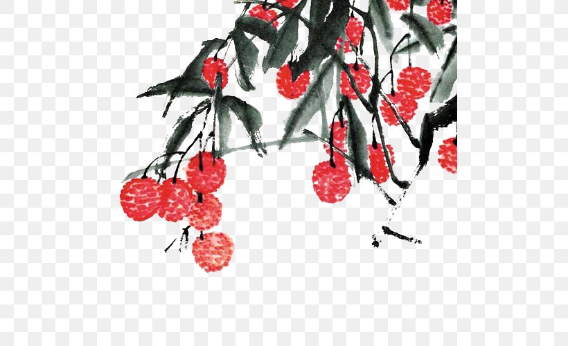 U8354u679d Chinese Painting Ink Wash Painting Lychee, PNG, 500x500px, Chinese Painting, Auglis, Birdandflower Painting, Branch, Cherry Download Free