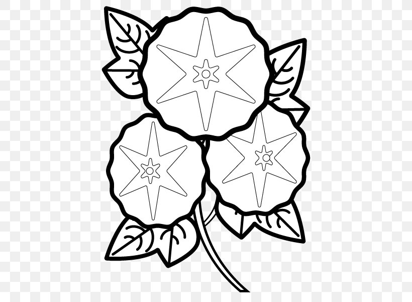 Floral Design Japanese Morning Glory Coloring Book Illustration Black And White, PNG, 600x600px, Floral Design, Area, Artwork, Black, Black And White Download Free