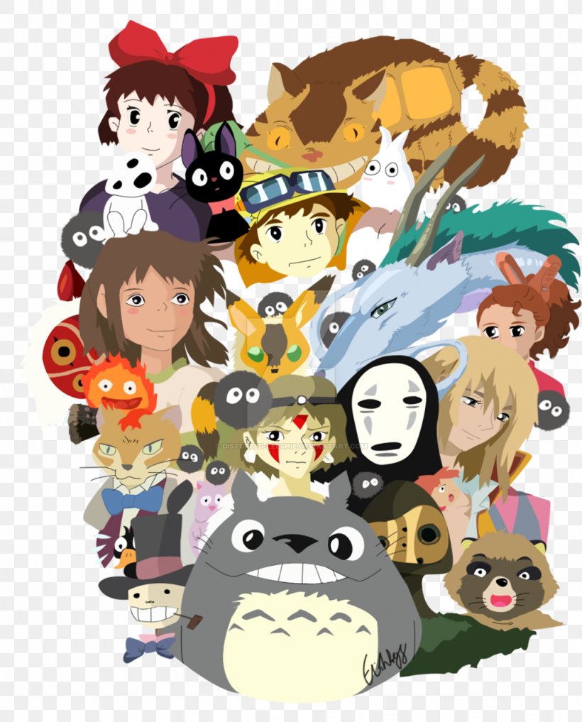 T-shirt Studio Ghibli Ghibli Museum Collage Art, PNG, 1024x1271px, Watercolor, Cartoon, Flower, Frame, Heart Download Free