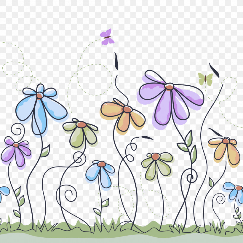 Floral Design, PNG, 2499x2500px, Floral Design, Butterflies, Cartoon, Drawing, Flower Download Free