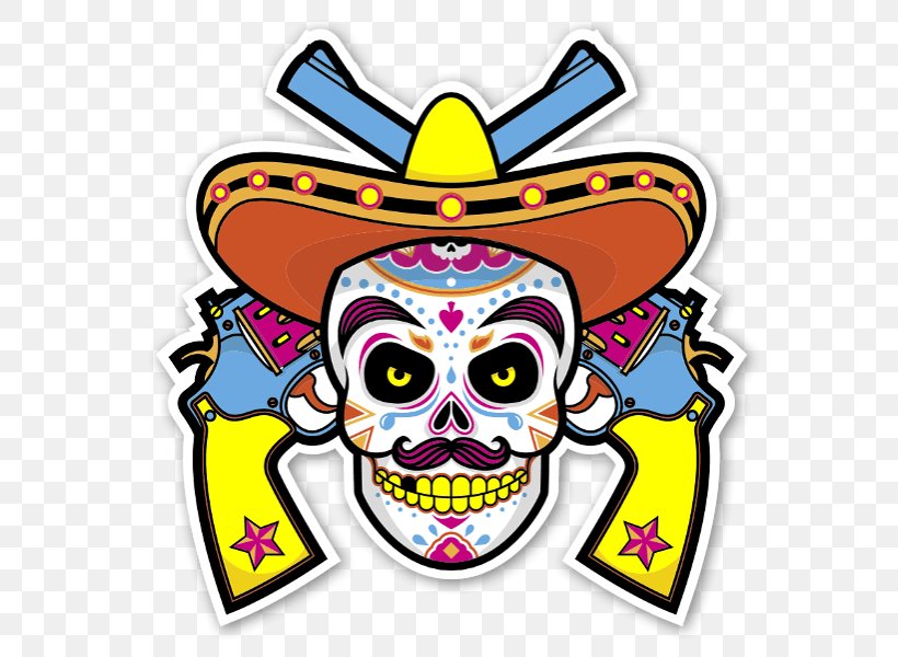 Mexican Cuisine Calavera Sticker Skull Decal, PNG, 590x600px, Mexican Cuisine, Art, Bumper Sticker, Calavera, Decal Download Free