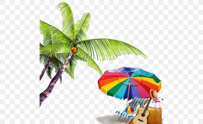 Summer Palm Tree, PNG, 500x500px, Poster, Arecales, Cartoon, Coconut, Leaf Download Free