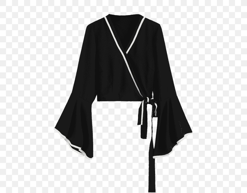 Robe Blouse Sleeve Shirt Top, PNG, 480x640px, Robe, Black, Blouse, Button, Casual Wear Download Free