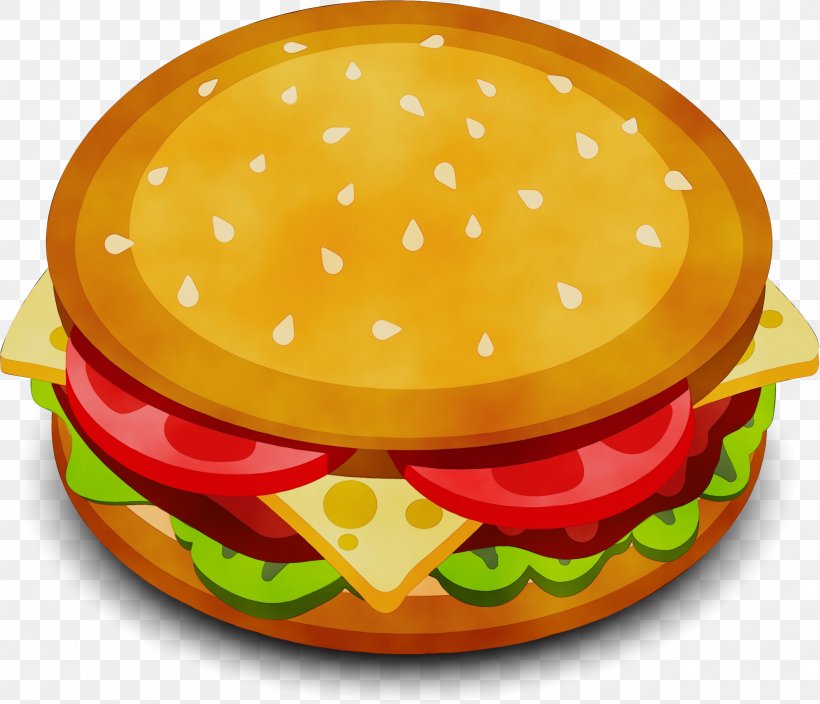 Hamburger, PNG, 2520x2166px, Watercolor, Cheeseburger, Fast Food, Finger Food, Food Download Free