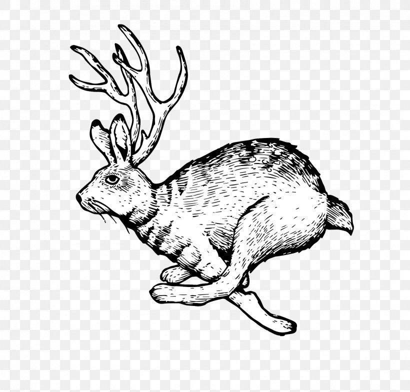Domestic Rabbit Family Hare Reindeer Child, PNG, 1687x1613px, Domestic Rabbit, Animal Figure, Antler, Artwork, Black And White Download Free