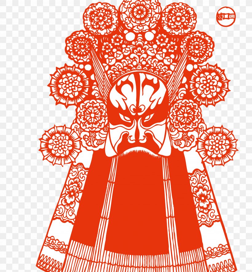 Peking Opera Chinese Paper Cutting Budaya Tionghoa, PNG, 4978x5385px, Watercolor, Cartoon, Flower, Frame, Heart Download Free