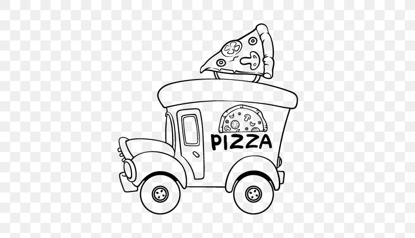 Pizza Hut Junk Food Coloring Book, PNG, 600x470px, Pizza, Area, Automotive Design, Black And White, Car Download Free