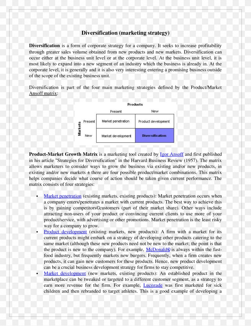 Document Ansoff Matrix Line Igor Ansoff, PNG, 1700x2200px, Document, Ansoff Matrix, Area, Igor Ansoff, Matrix Download Free