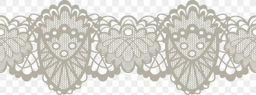 Lace Textile Clip Art, PNG, 2487x932px, Lace, Black And White, Doily, Embellishment, Material Download Free