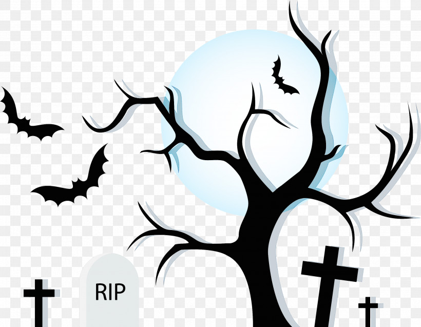 Halloween Halloween Tree, PNG, 2651x2060px, Halloween, Blackandwhite, Branch, Halloween Tree, Line Art Download Free