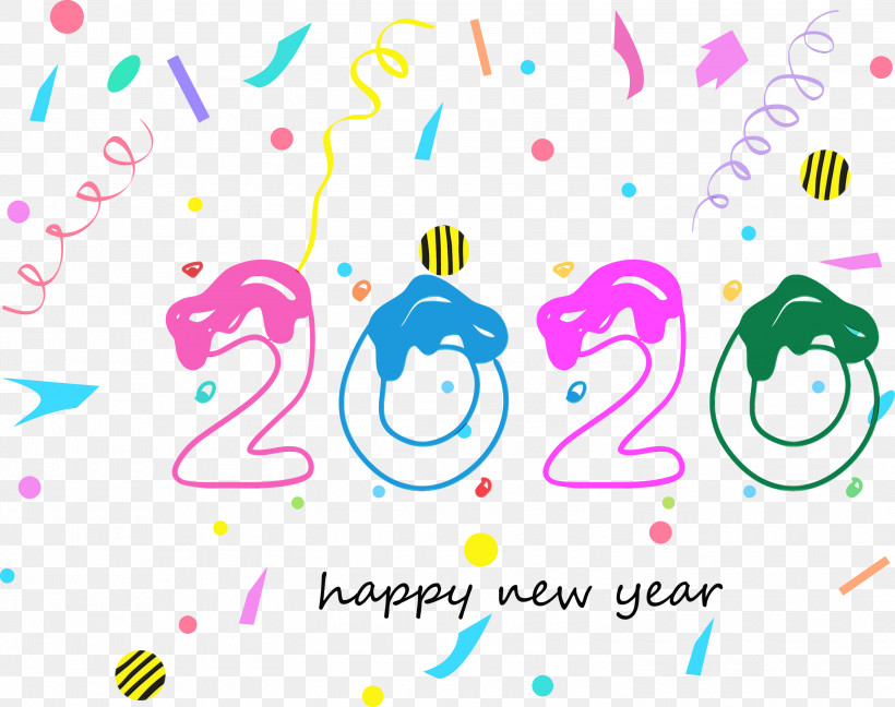 Text Font Pink Line Smile, PNG, 3000x2373px, Happy New Year 2020, Circle, Line, New Year 2020, New Years Download Free