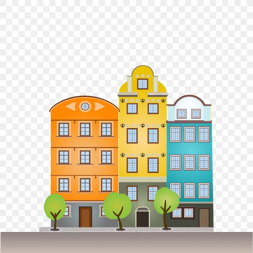 The Architecture Of The City Building Cartoon Illustration, PNG, 1000x1000px, Architecture Of The City, Apartment, Architecture, Building, Cartoon Download Free