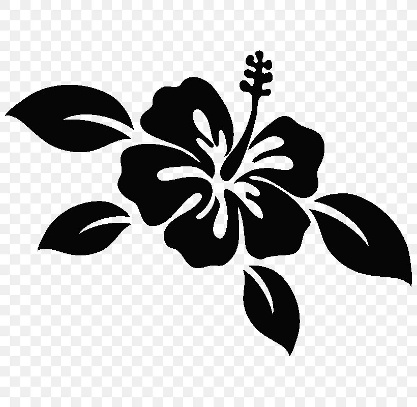 Hibiscus Sticker Ornamental Plant Polyvinyl Chloride Wall Decal, PNG, 800x800px, Hibiscus, Black And White, Branch, Decal, Decoratie Download Free