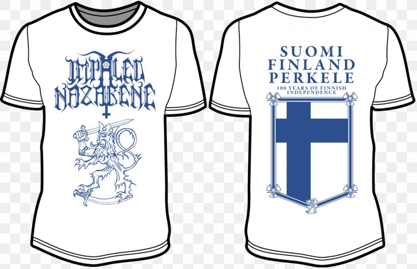 Suomi Finland Perkele Sports Fan Jersey T-shirt Impaled Nazarene, PNG, 1000x647px, Finland, Active Shirt, Album, Area, Black Metal Download Free