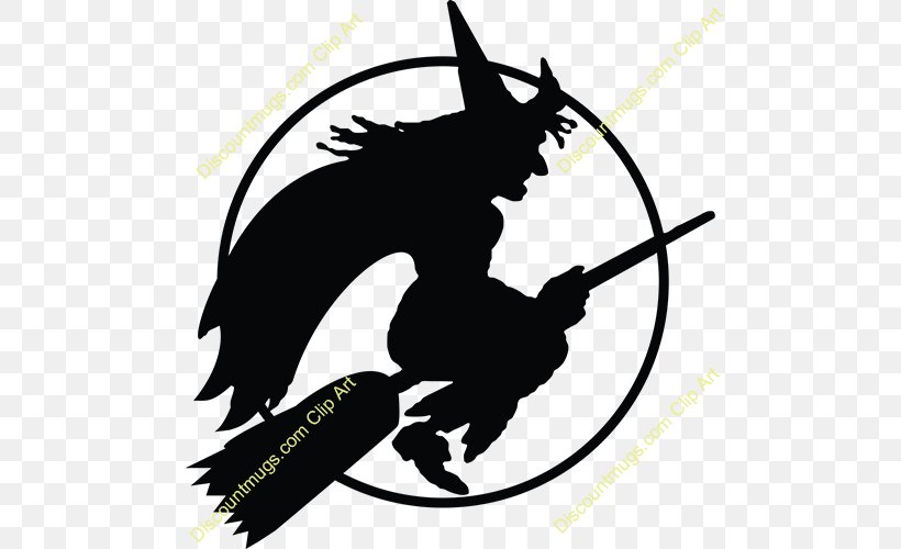 Halloween Witchcraft Sticker Mug Wand, PNG, 500x500px, Halloween, Artwork, Black And White, Broom, Decal Download Free