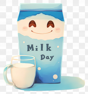 National Milk Day - Cute Milk Carton And Glass For Milk Day PNG