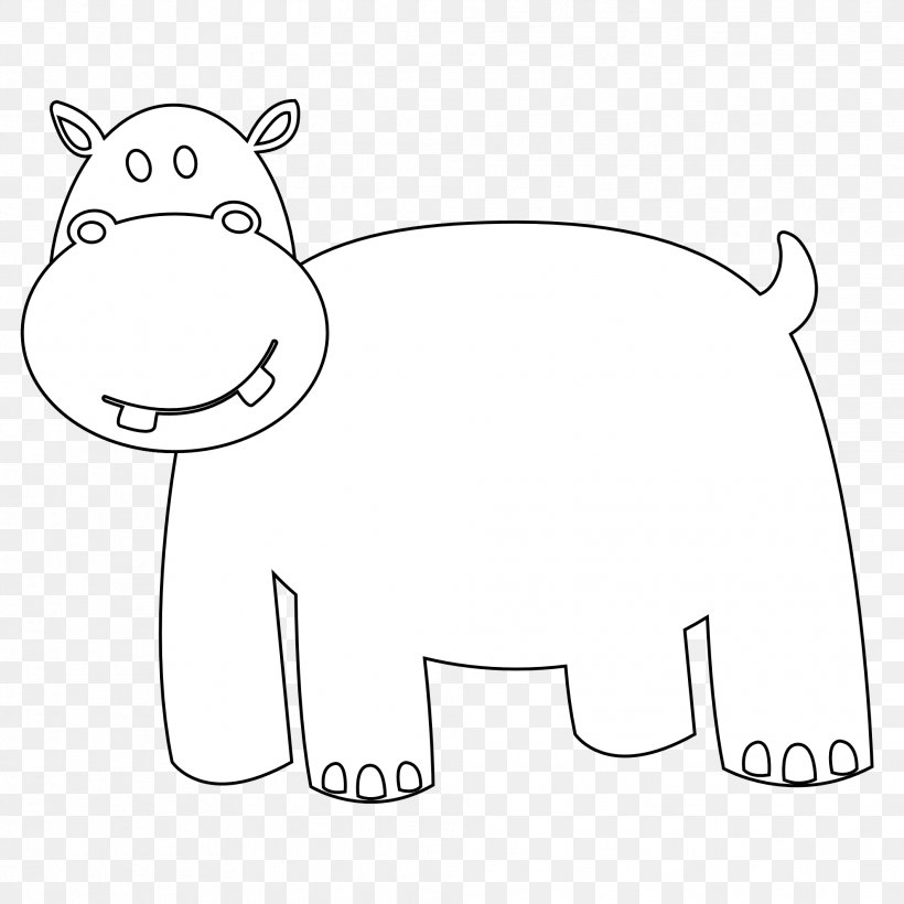 Hippopotamus Coloring Book Black And White Clip Art, PNG, 1979x1979px, Hippopotamus, Area, Black, Black And White, Carnivoran Download Free