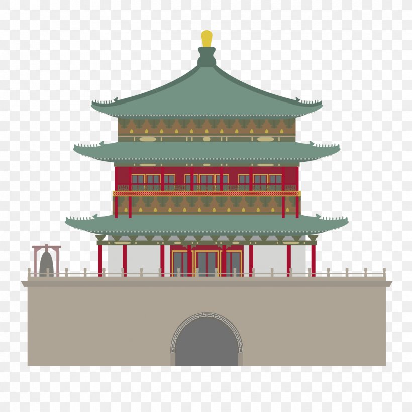 Xi An Drawing Illustration, PNG, 1276x1276px, Xi An, Architecture, Building, China, Chinese Architecture Download Free