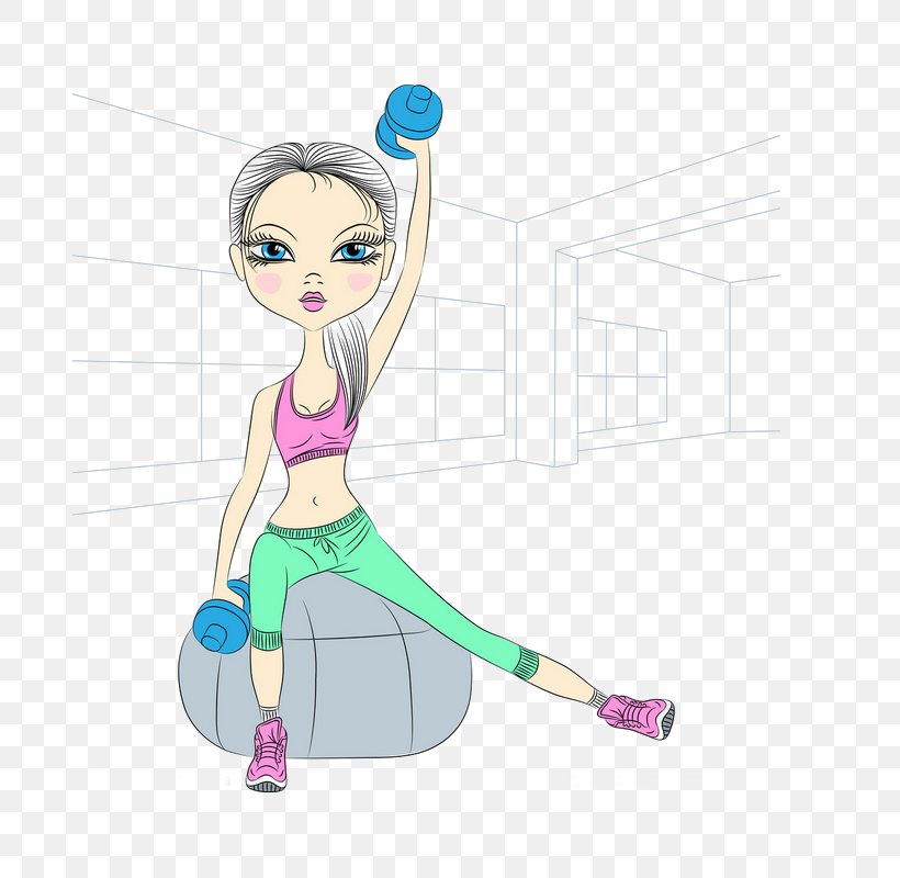 Fitness Centre Cartoon Olympic Weightlifting Physical Exercise, PNG, 800x800px, Watercolor, Cartoon, Flower, Frame, Heart Download Free