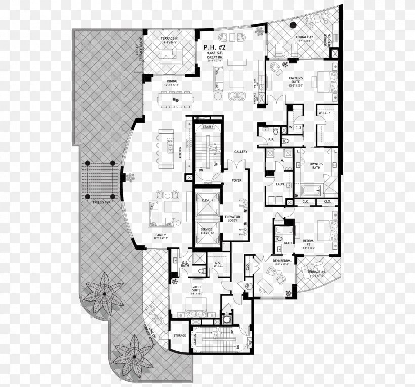 Floor Plan Penthouse Apartment Loft, PNG, 1500x1400px, Floor Plan, Apartment, Area, Bedroom, Black And White Download Free