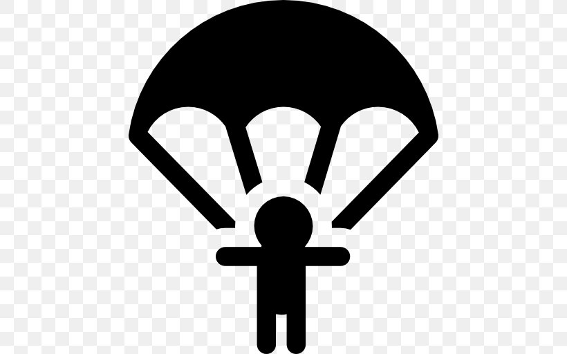 Parachuting Parachute, PNG, 512x512px, Parachuting, Black And White, Parachute, Skydiver, Symbol Download Free