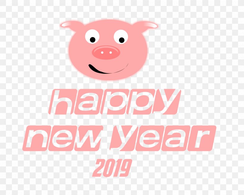 Happy New Year 2019, PNG, 2000x1600px, Pig, Brand, Character, Fiction, Fictional Character Download Free