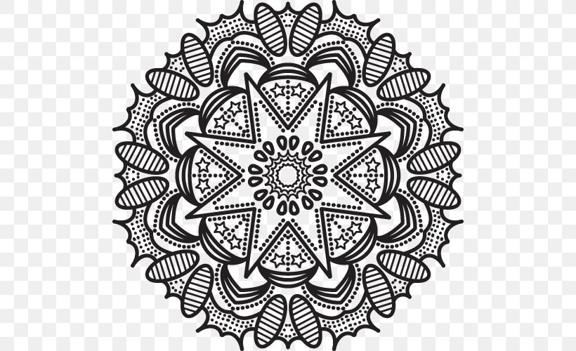 Black And White Pattern, PNG, 500x500px, Black And White, Area, Art, Doily, Floral Design Download Free