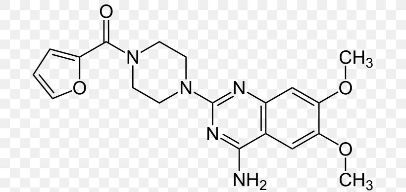 Prazosin Hypertension Pharmaceutical Drug Benign Prostatic Hyperplasia Structure, PNG, 698x389px, Prazosin, Active Ingredient, Alpha Blocker, Area, Auto Part Download Free