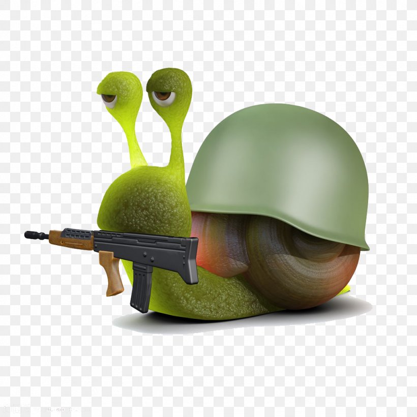 Snail Soldier 3D Computer Graphics Illustration, PNG, 1024x1024px, 3d Computer Graphics, Snail, Drawing, Firearm, Grass Download Free