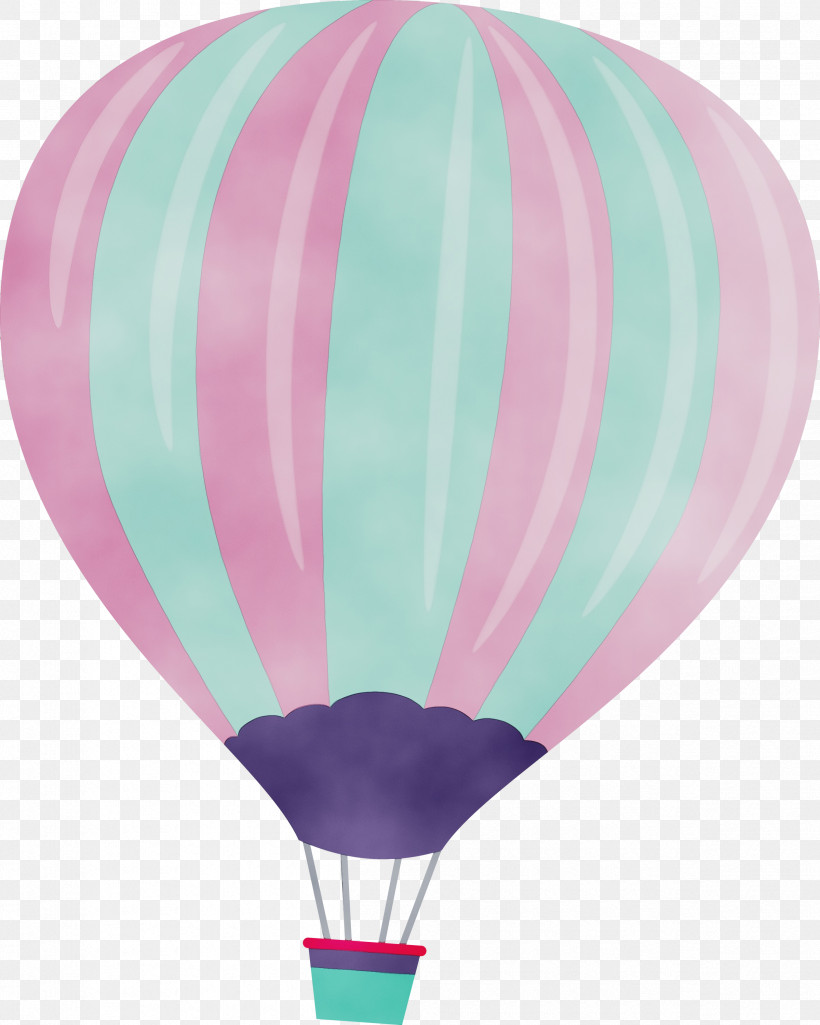 Hot Air Balloon, PNG, 2399x3000px, Watercolor, Balloon, Hot Air Balloon, Paint, Pink M Download Free