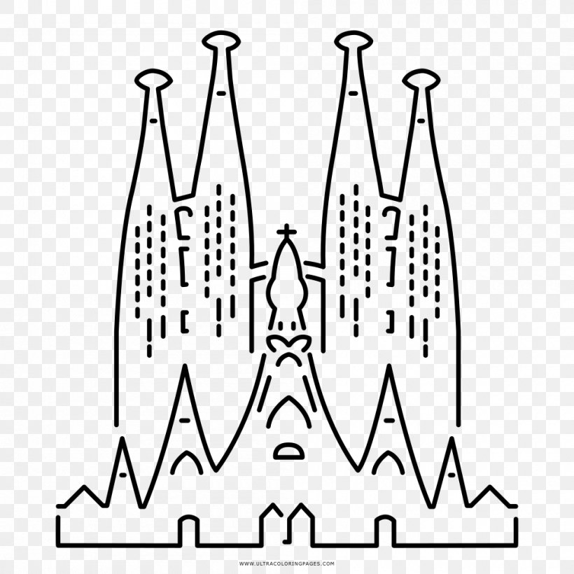 Sagrada Família Casa Milà Park Güell Drawing Coloring Book, PNG, 1000x1000px, Sagrada Familia, Area, Art, Barcelona, Black And White Download Free