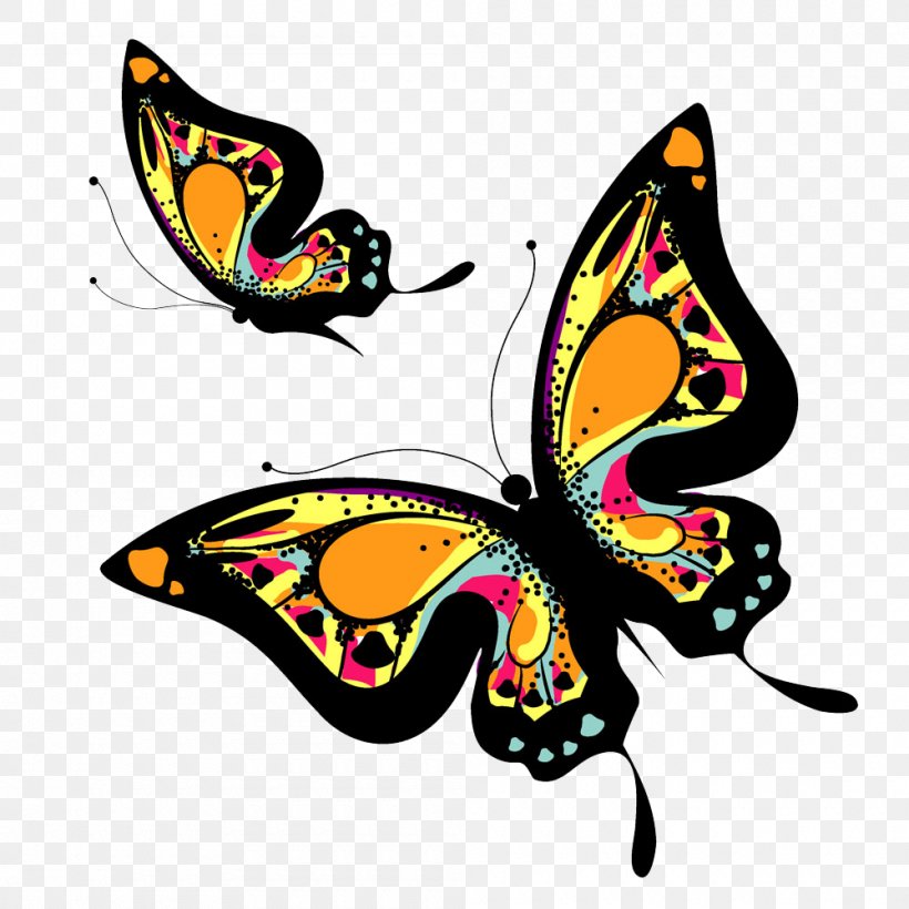 Butterfly Clip Art, PNG, 1000x1000px, Butterfly, Arthropod, Artwork, Birdwing, Brush Footed Butterfly Download Free