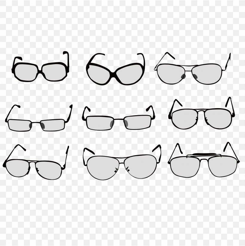 Glasses Euclidean Vector Royalty-free, PNG, 3333x3338px, Glasses, Area, Black And White, Eyewear, Glass Download Free