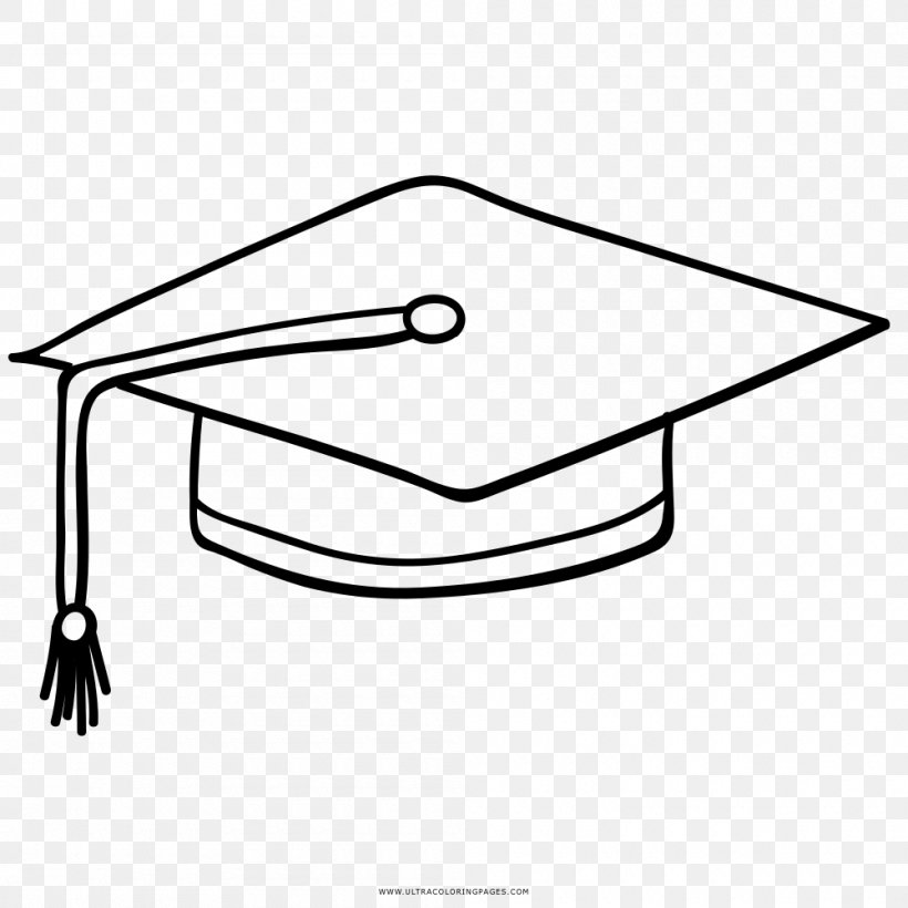 Square Academic Cap Drawing Coloring Book Painting, PNG, 1000x1000px, Square Academic Cap, Area, Biretta, Black And White, Coloring Book Download Free