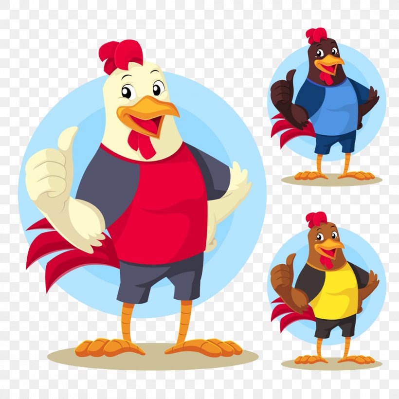 Chicken Rooster Mascot Illustration, PNG, 1000x1000px, Chicken, Beak, Bird, Cartoon, Flightless Bird Download Free