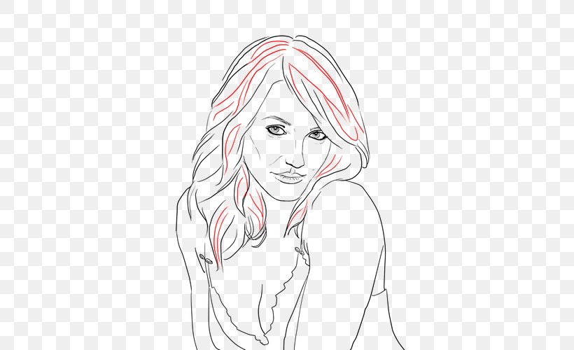 Drawing Line Art Hair Fashion Illustration, PNG, 500x500px, Watercolor, Cartoon, Flower, Frame, Heart Download Free