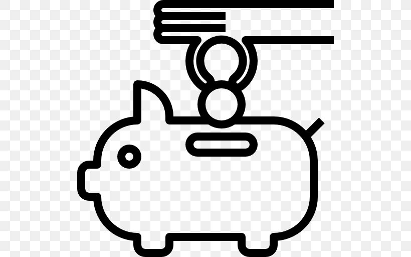 Piggy Bank Saving Money, PNG, 512x512px, Bank, Area, Black, Black And White, Coin Download Free