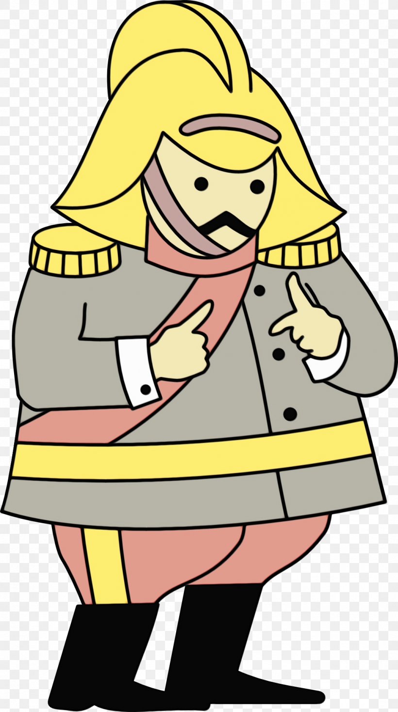 Cartoon Clip Art Yellow Line Fictional Character, PNG, 1073x1920px, Watercolor, Cartoon, Costume, Fictional Character, Paint Download Free